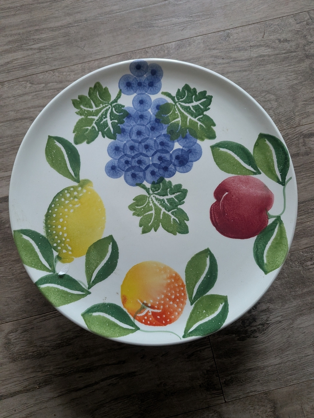 Fruit Pattern Ceramic Dinner Plate - White with Multicolor Fruit Design